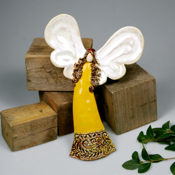 Ceramiczny anioł Miodowy, ręcznie wykonany, oryginalny