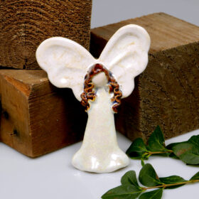 Aniołek ceramiczny Biały, oryginalna dekoracja na ścianę