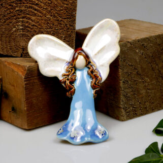 Błękitny aniołek - zawieszka ceramiczna na ścianę, prezent