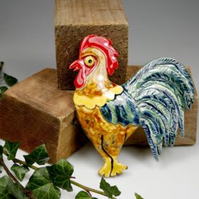 Kogut ceramiczny Dostojny kolorowy, ręcznie wykonany