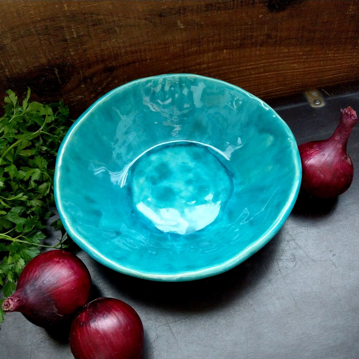 Ceramiczna miska turkusowa rękodzieło
