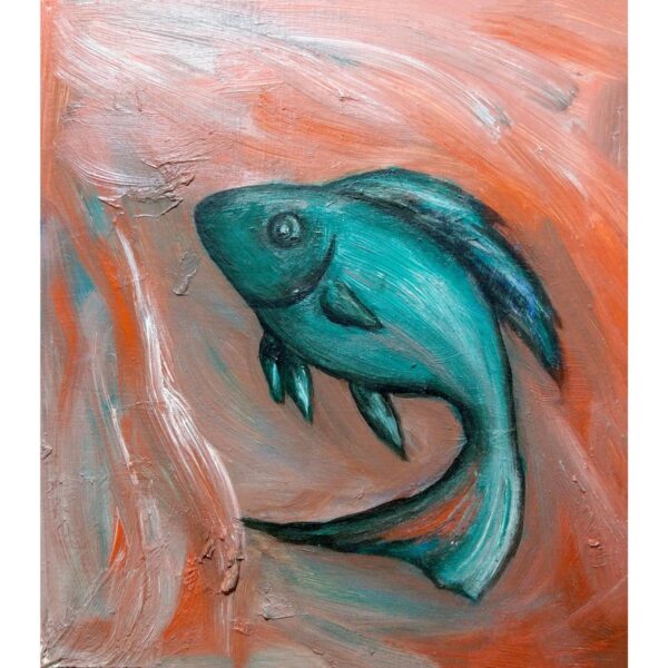 Turkusowa ryba obraz olejny ręcznie malowany