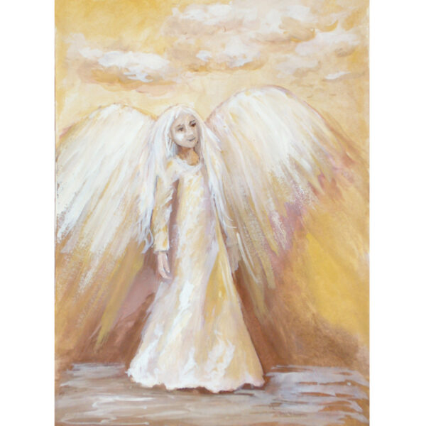 Obraz akrylowy anioł malowany na papierze