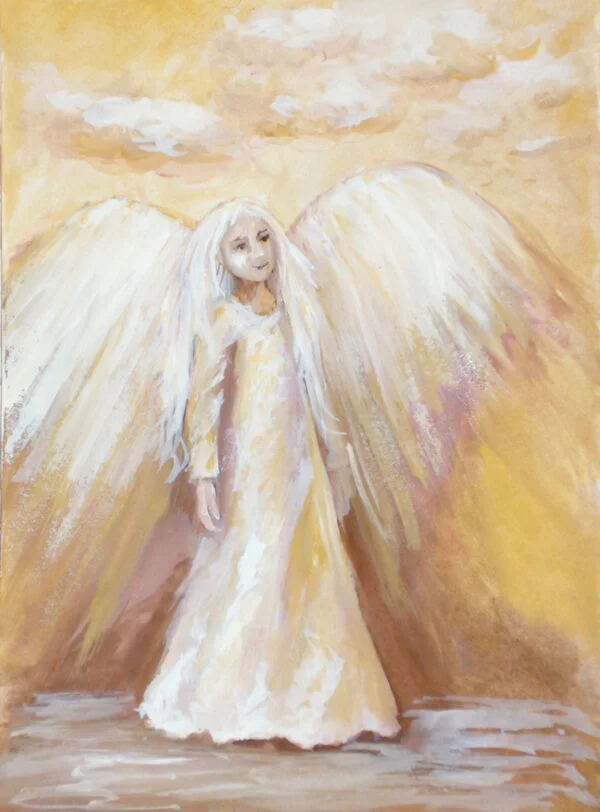 Akrylowy obraz z aniołem ręcznie malowany
