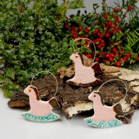Różowe koniki zawieszki ceramiczne