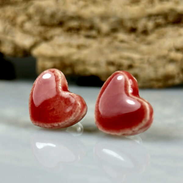 Biżuteria ceramiczna czerwone serca kolczyki