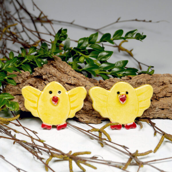 Magnesy kurczaki ceramiczne, dekoracja na Wielkanoc