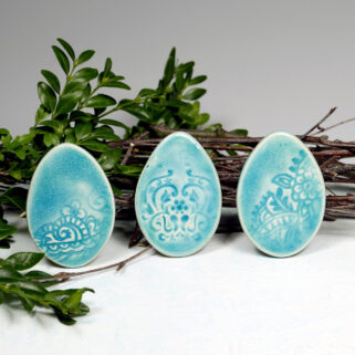 Turkusowe jajka dekoracja na Wielkanoc ozdoba lodówki na magnes