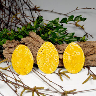 Żółte jajka ceramiczne na magnes dekoracja świąteczna