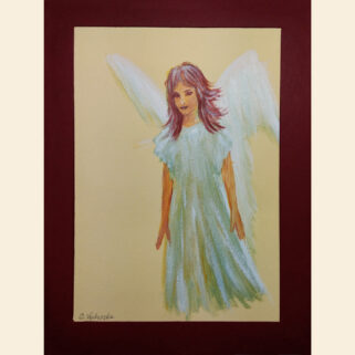 Anioł Szczęścia - obrazek ręcznie malowany na papierze