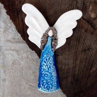 Błękitny Anioł - płaskorzeźba ceramiczna