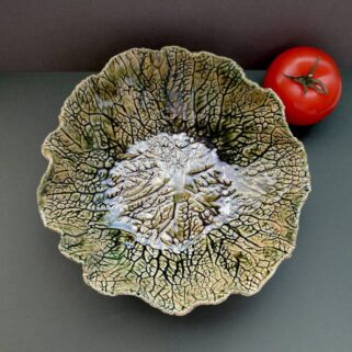 Miska ceramiczna Zielona Kapusta naczynie ręcznie wykonane. Dekoracyjna misa na owoce