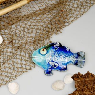 Ceramiczna rybka niebieska ręcznie wykonana z gliny