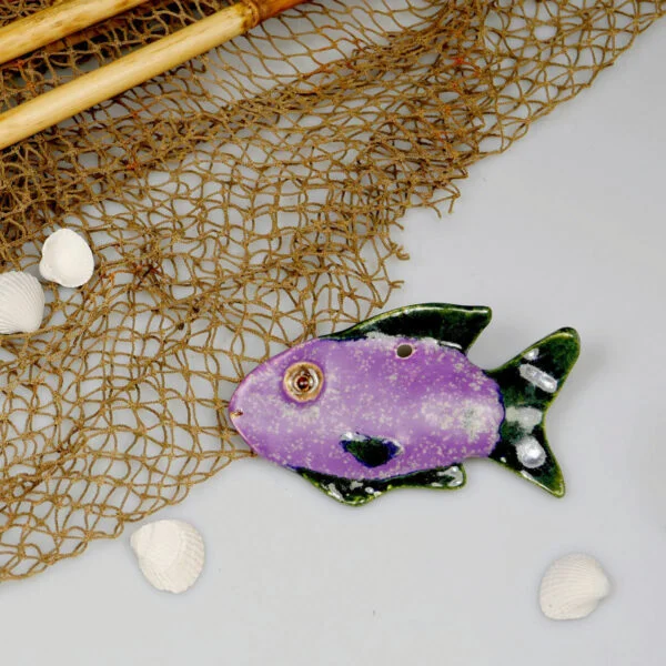 Ceramiczna rybka wrzosowa dekoracja na ścianę