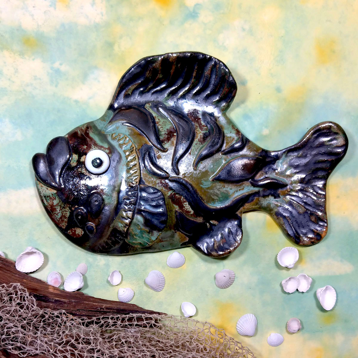 Ryba ceramiczna Mroczna, dekoracja do zawieszenia