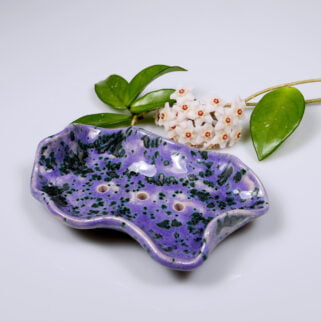 Mydelniczka ceramiczna fioletowa nakrapiana rękodzieło z gliny
