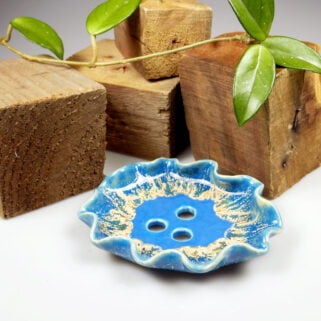 Niebieska mydelniczka dekoracyjna ceramika artystyczna