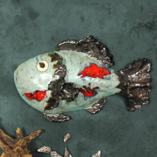 Ryba ceramiczna Tajemnicza, dekoracyjna płaskorzeźba