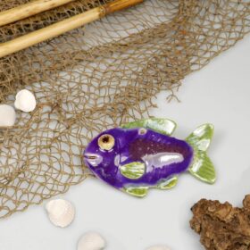 Rybka ceramiczna Śliwkowa dekoracja ścienna