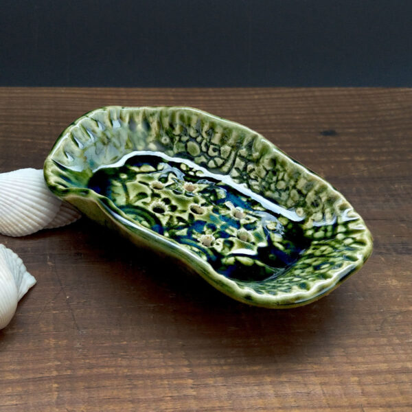 Zielona mydelniczka Łąka ręcznie wykonana podstawka pod mydło