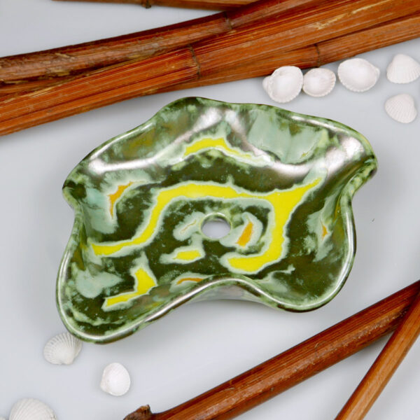 Żółto zielona mydelniczka ceramiczna