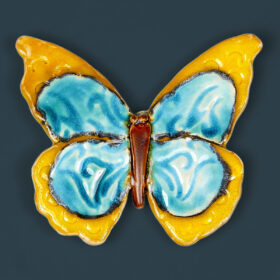Motyl ceramiczny żółto-turkusowy
