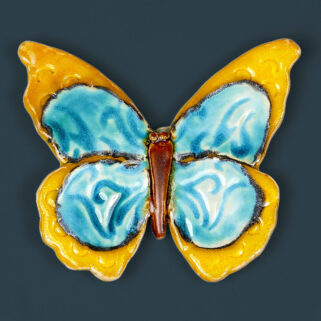 Motyl ceramiczny żółto-turkusowy