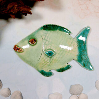Jasnozielona rybka ceramiczna na ścianę