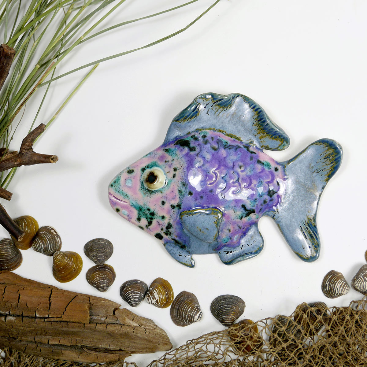 Rybka ceramiczna Piegowata dekoracja na ścianę