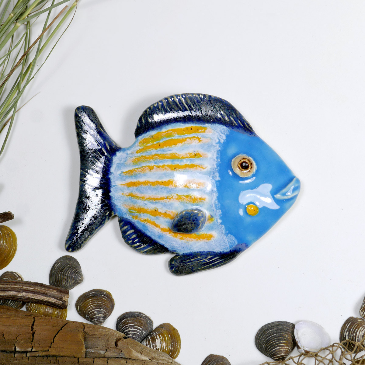 Rybka ceramiczna Cicha dekoracja na ścianę ręcznie wykonana z gliny