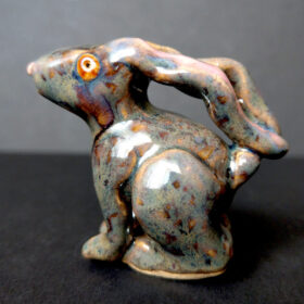 Zając ceramiczny figurka ręcznie wykonany