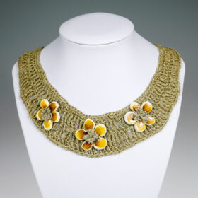Naszyjnik lniany z ceramiką rękodzieło