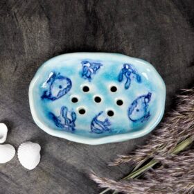 Mydelniczka ceramiczna z motywem morskim rękodzieło z Gdyni
