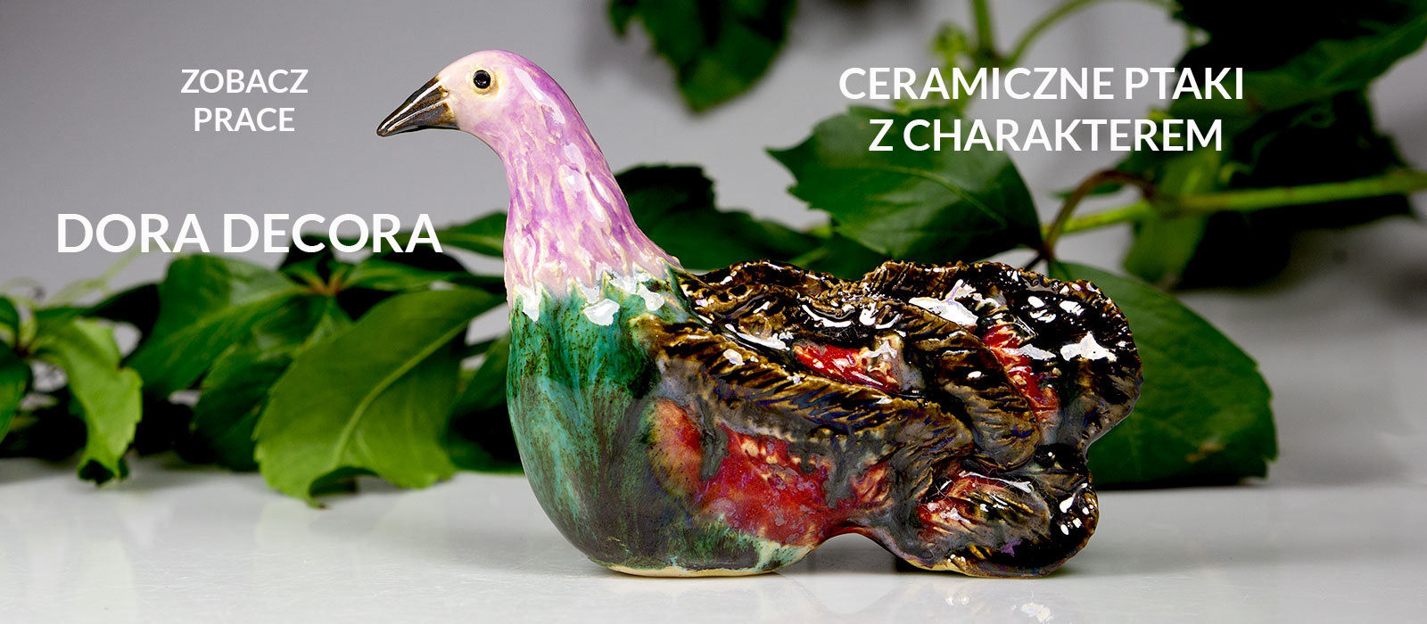 Ceramiczny ptak – ręcznie wykonana figurka Dora Decora